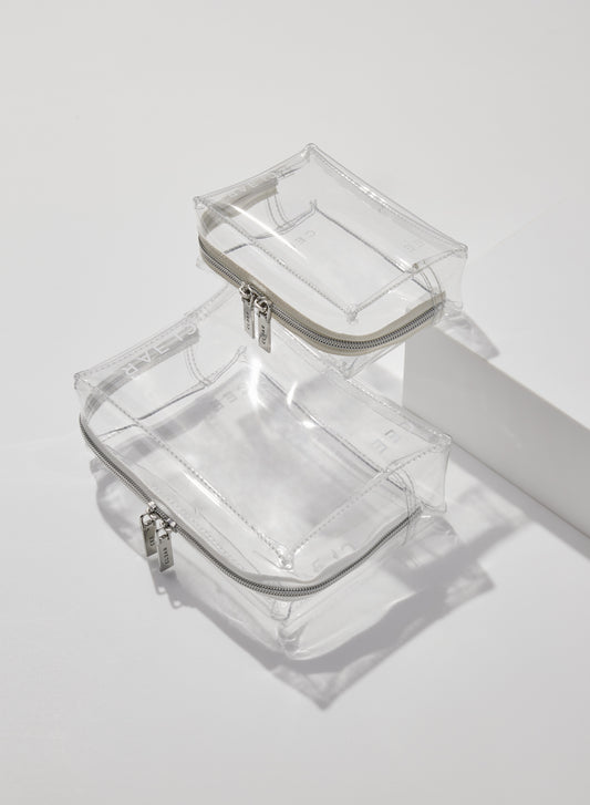 CLEAR SMALL + MINI COSMETIC CASE SET